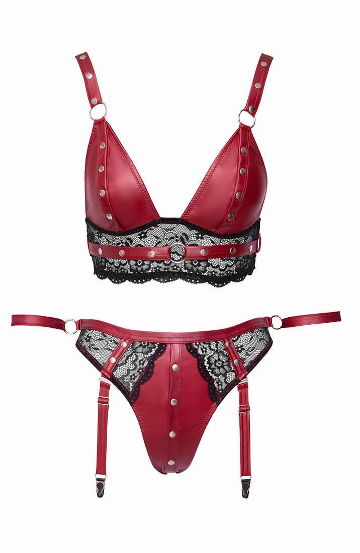Red lingerie set with restraints - Unduly Observer
