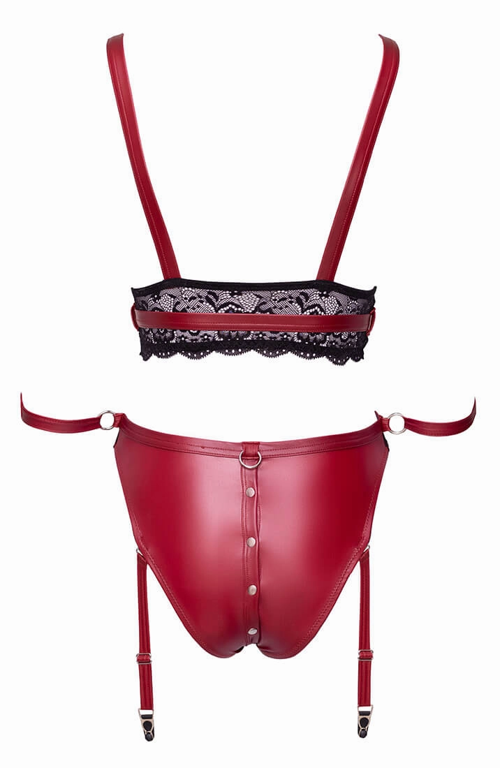 Red lingerie set with restraints - Unduly Observer