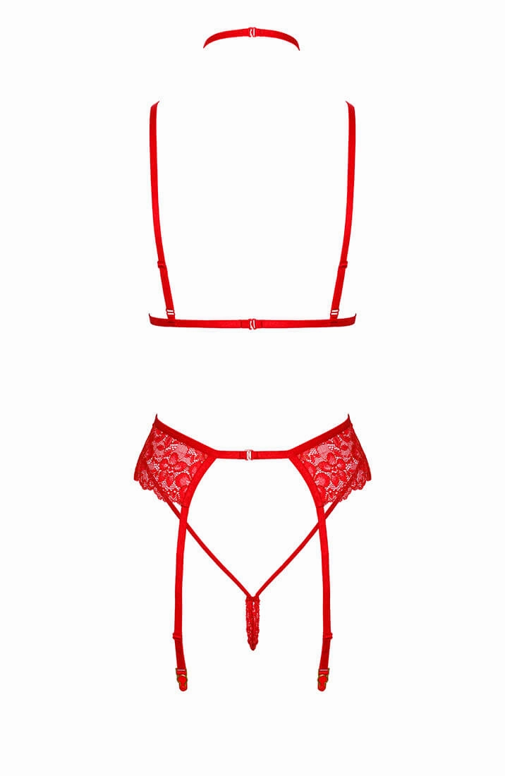 Red soft bondage lingerie set - Rebellious Romance