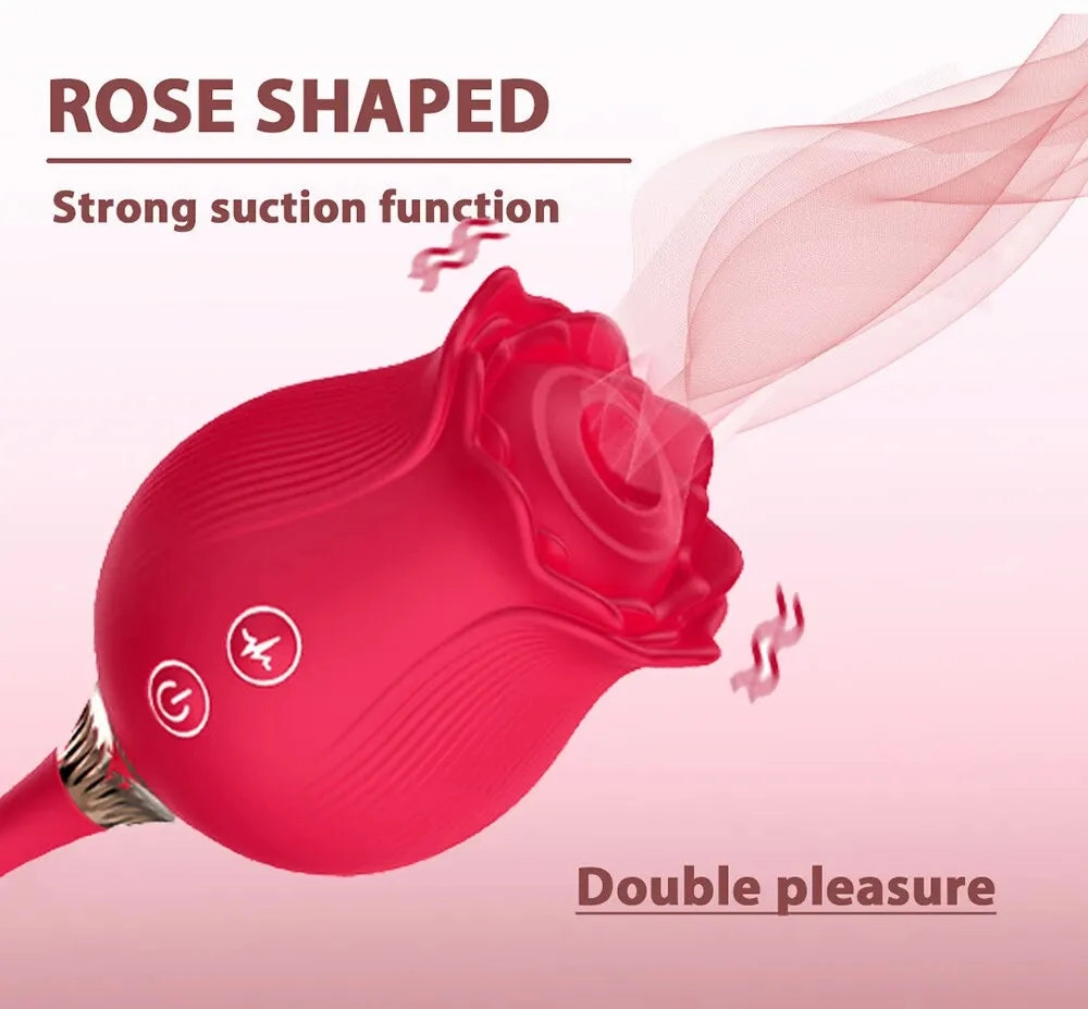 Rose Sucking Vibrator Suction, Thrusting & Vibrating Clit Stimulator G-Spot