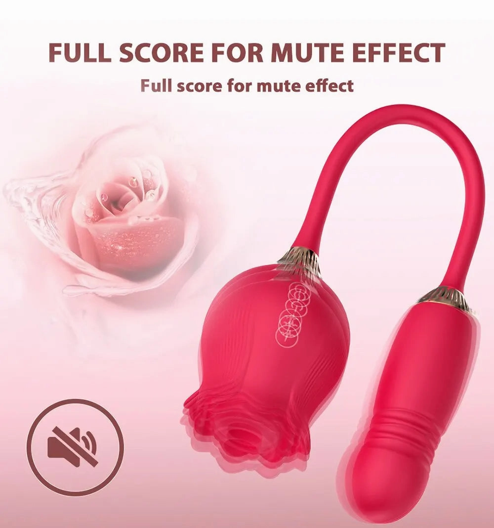 Rose Sucking Vibrator Suction, Thrusting & Vibrating Clit Stimulator G-Spot