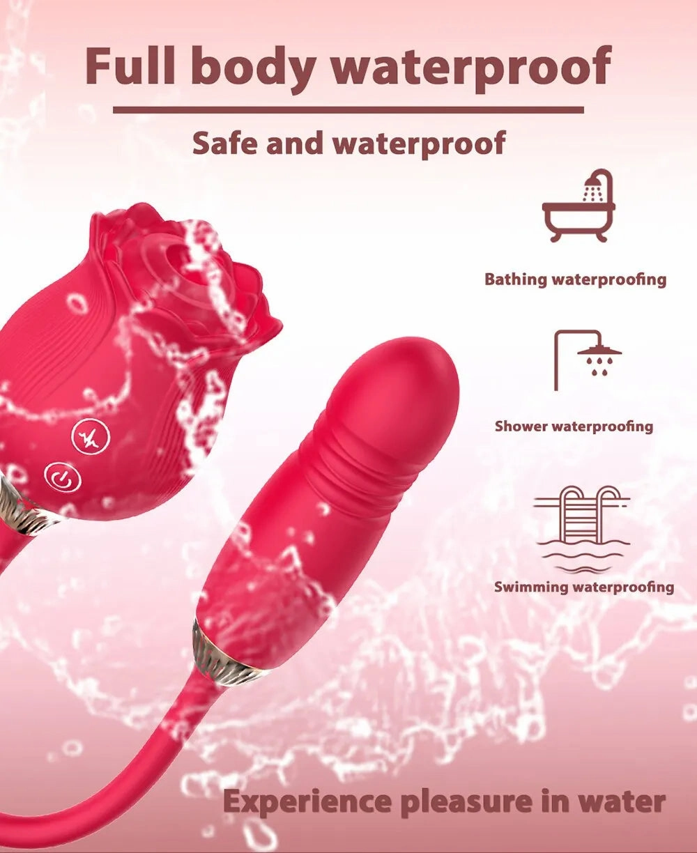 Rose Sucking Vibrator Suction, Thrusting & Vibrating Clit Stimulator G-Spot