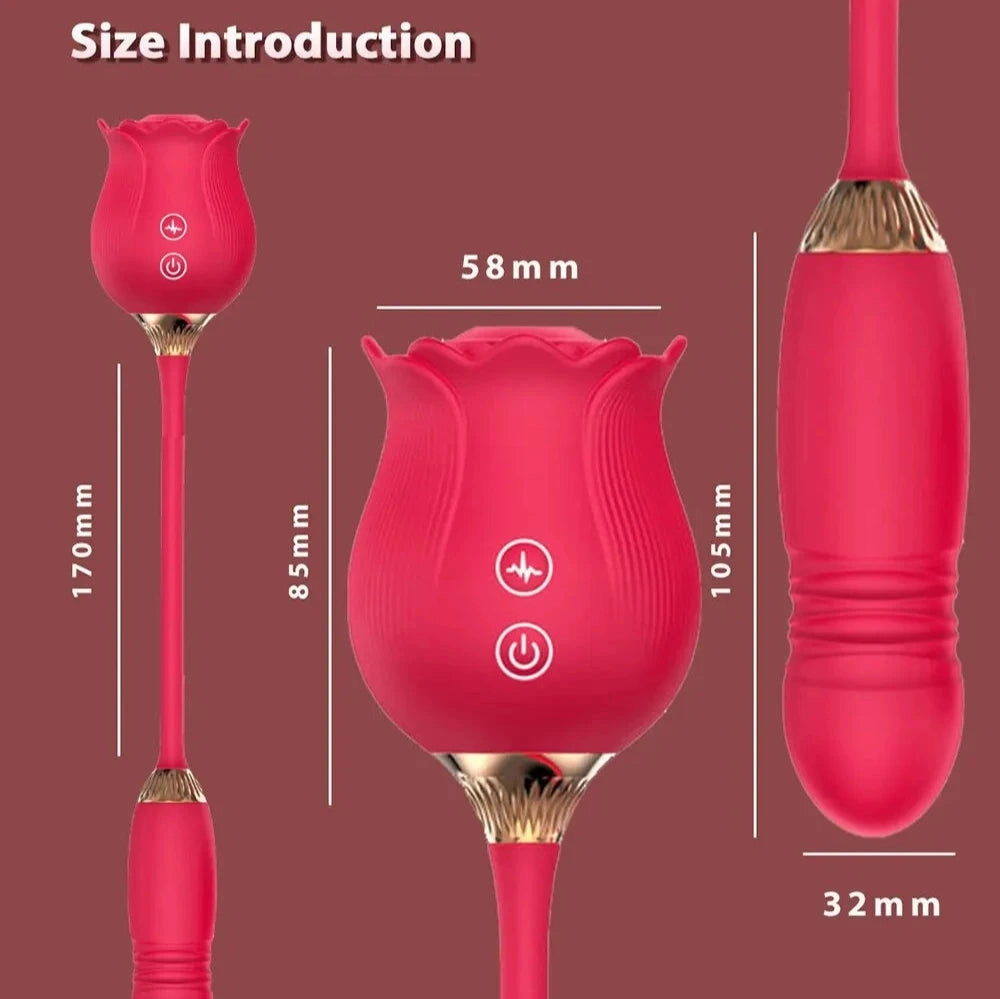 Rose Sucking Vibrator Suction, Thrusting & Vibrating Clit Stimulator G-Spot