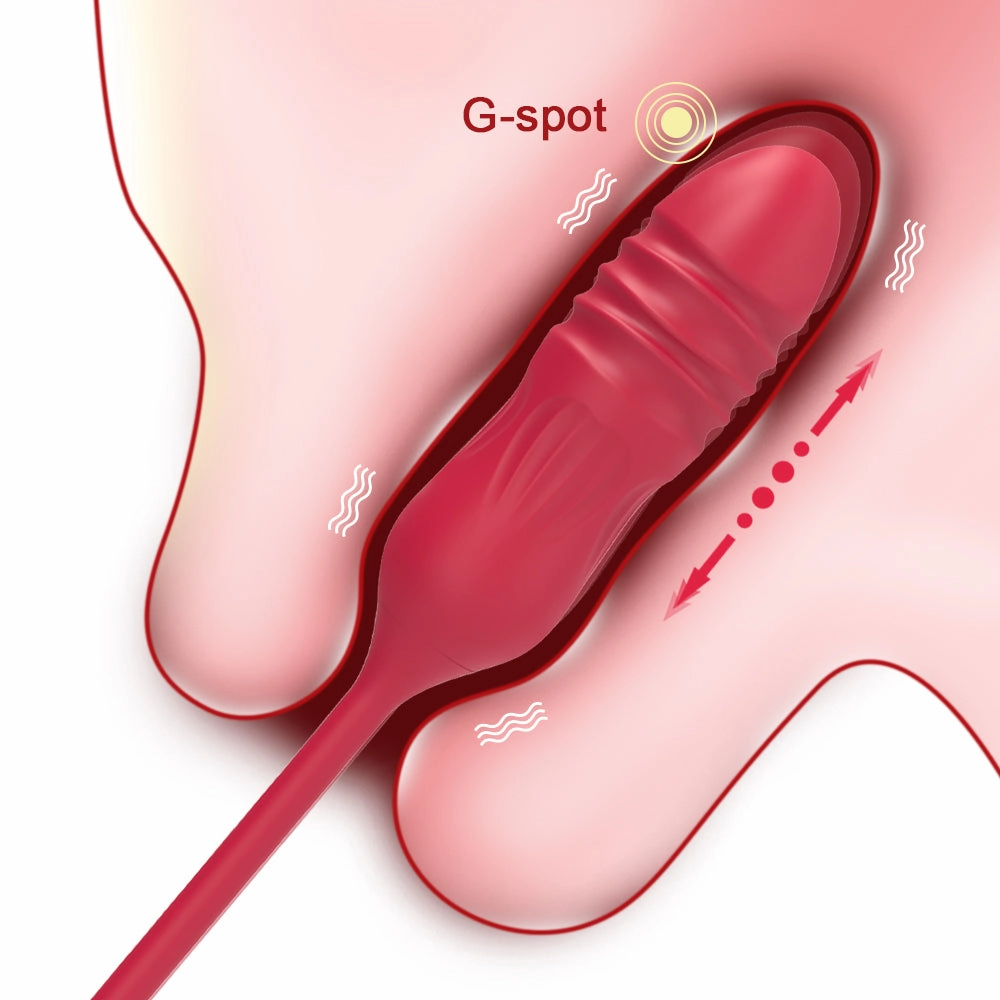 Rose Tongue 3 In 1 Vibrating & Sucking Vibrator Stimulator With Thrusting Dildo
