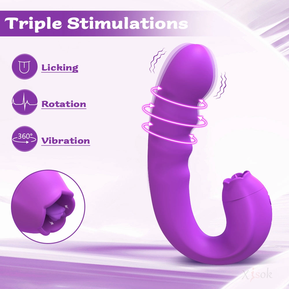 Ryan-Tongue Licking Vibrator With Rotating Dildo G Spot Vibrator