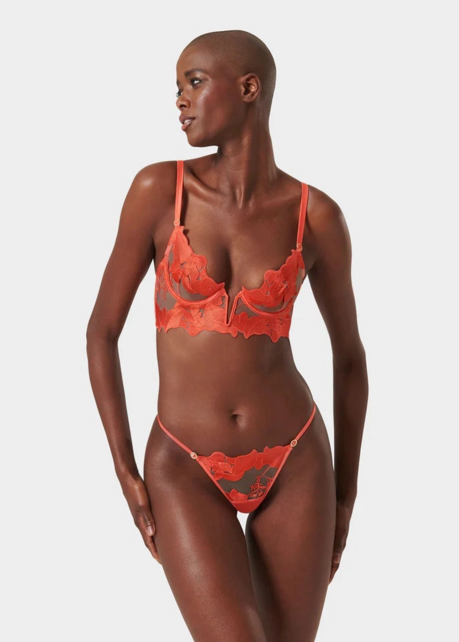 Serenity Thong (Hot Coral/Sheer)