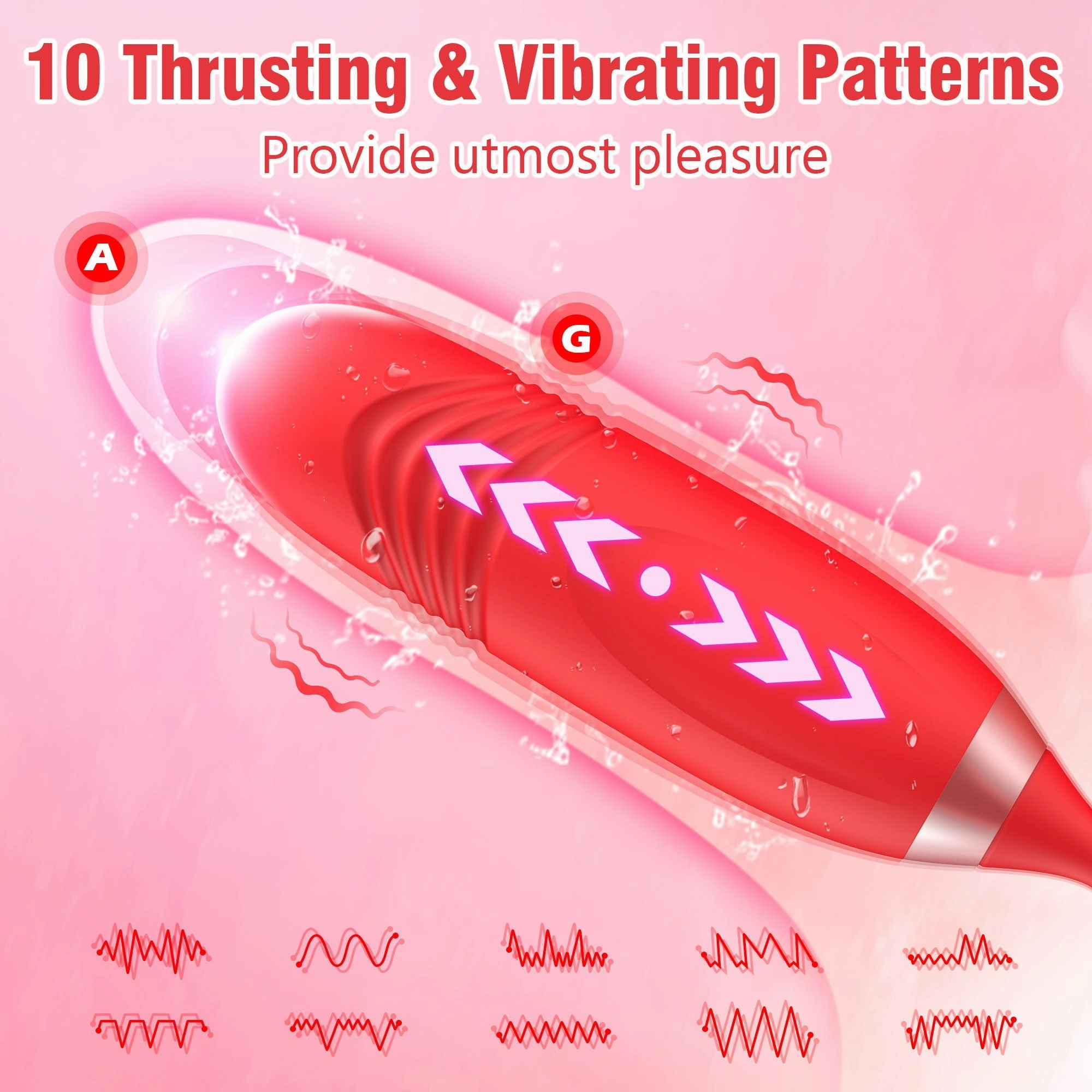 Sex toy Vibrator with 2 Thrusting and Vibration 10 Speed Patterns