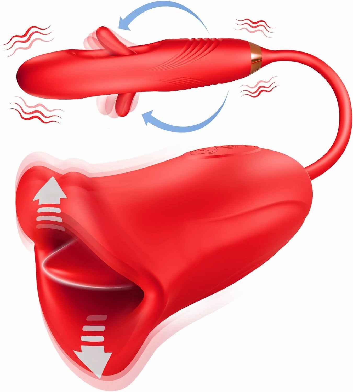 Sex Toy with 10 Kissing Patterns, Vibrations and Flapping Dildo Vibrator