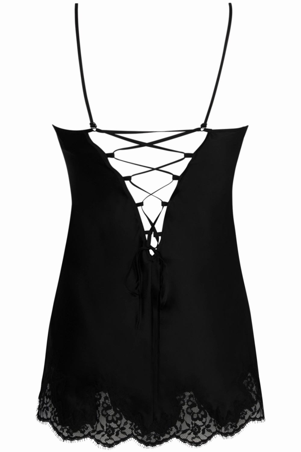 Splendeur Soie Silk Mini Babydoll in Black