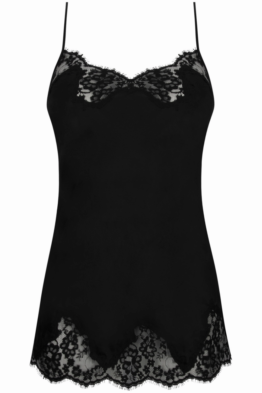Splendeur Soie Silk Mini Babydoll in Black