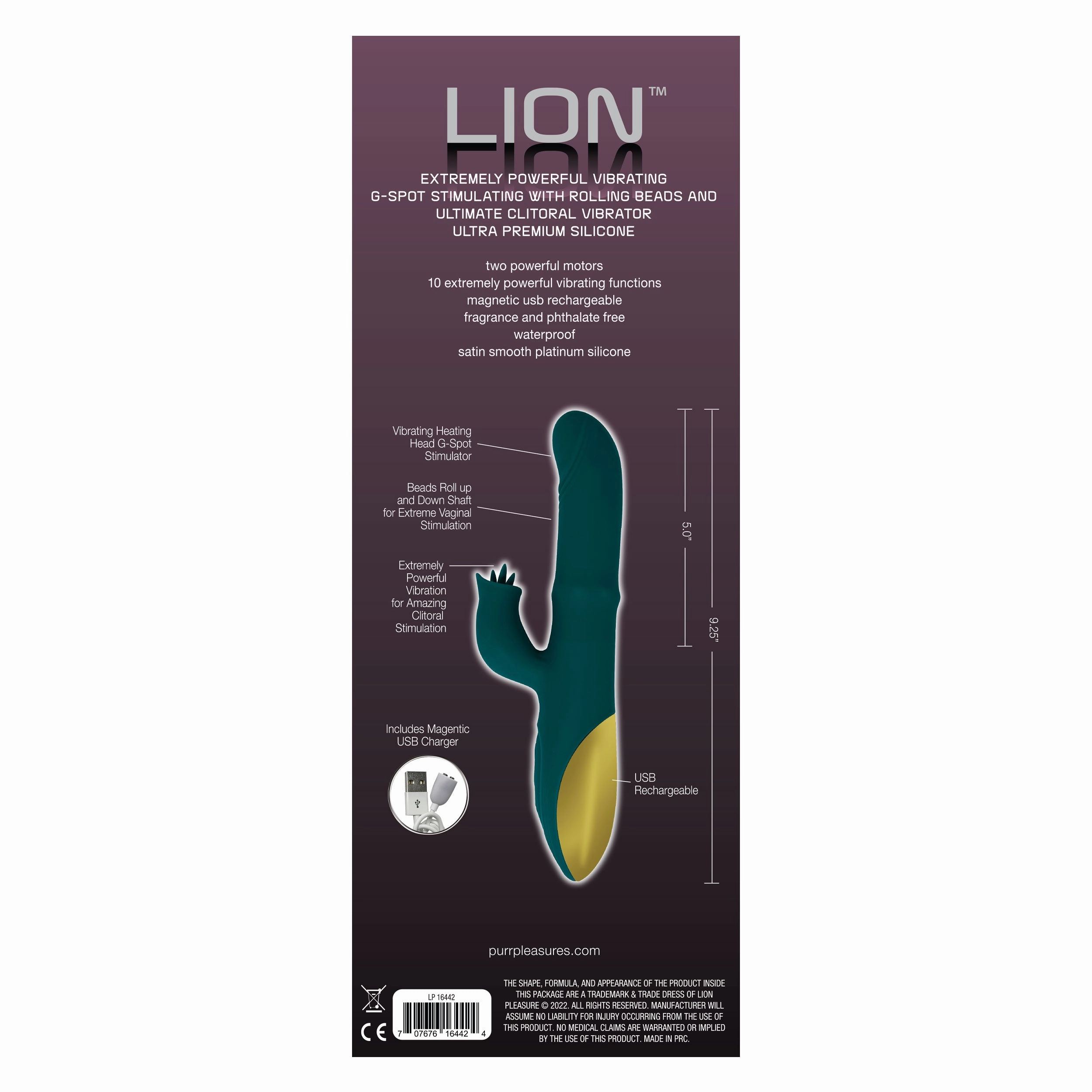 The Lion Flicking Clit Vibe with Heating G-Spot Tip