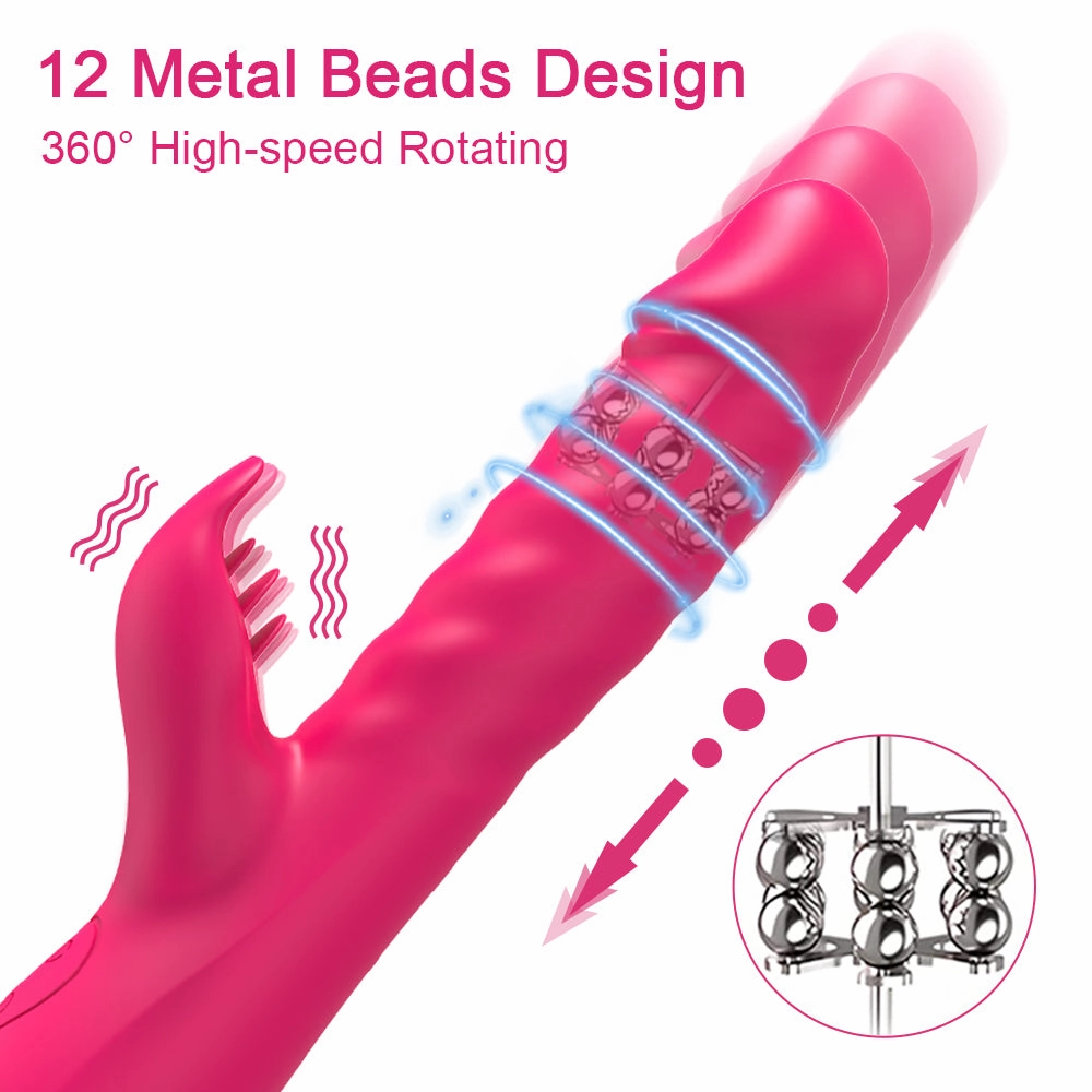 Three Pieces Of Tongue Turning Ball Telescopic Stick Rabbit Vibrator