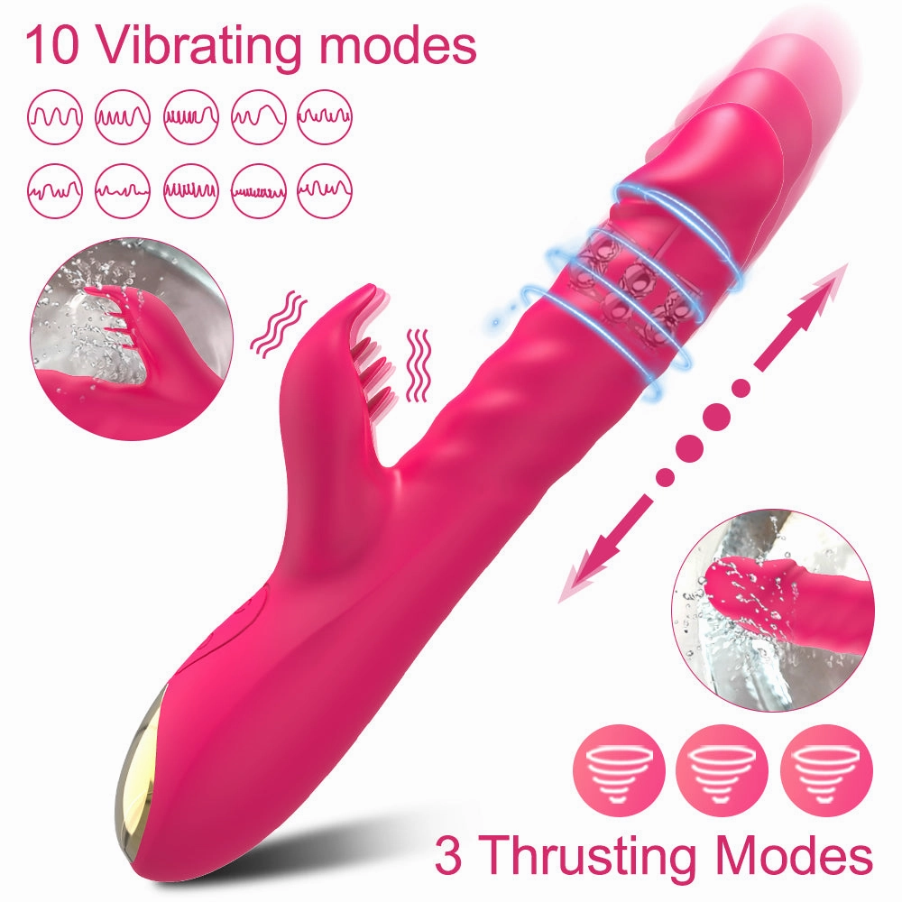 Three Pieces Of Tongue Turning Ball Telescopic Stick Rabbit Vibrator