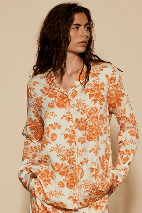 Wilda Long Sleeve Pyjama Shirt Orange