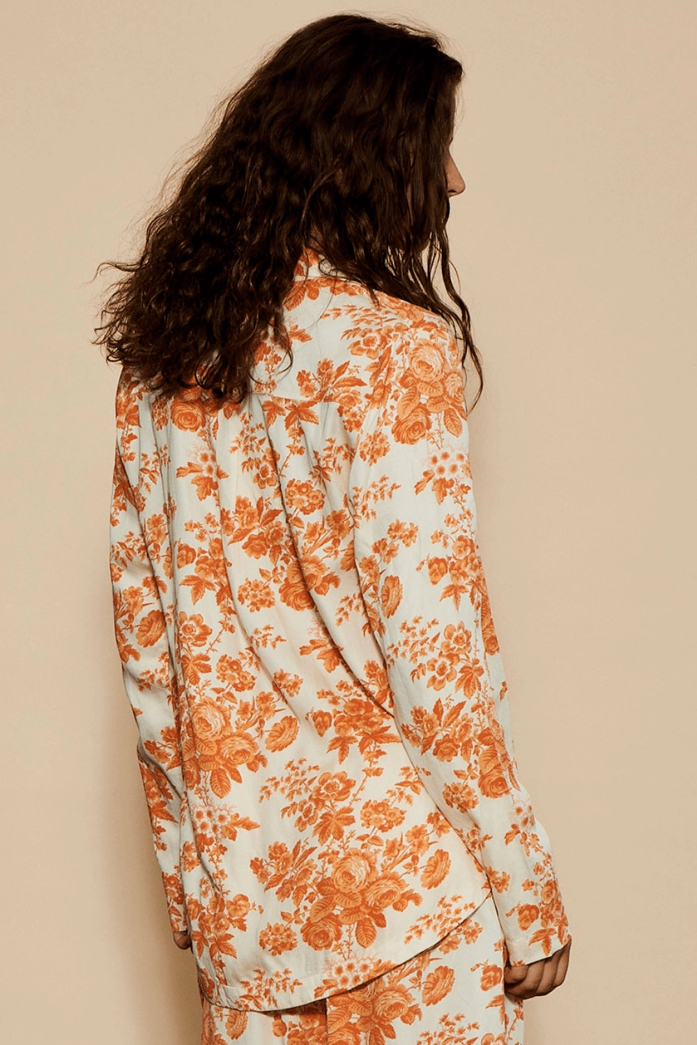 Wilda Long Sleeve Pyjama Shirt Orange